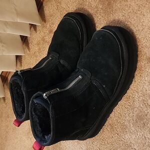 UGG Black Winter Boots with Red Accents
